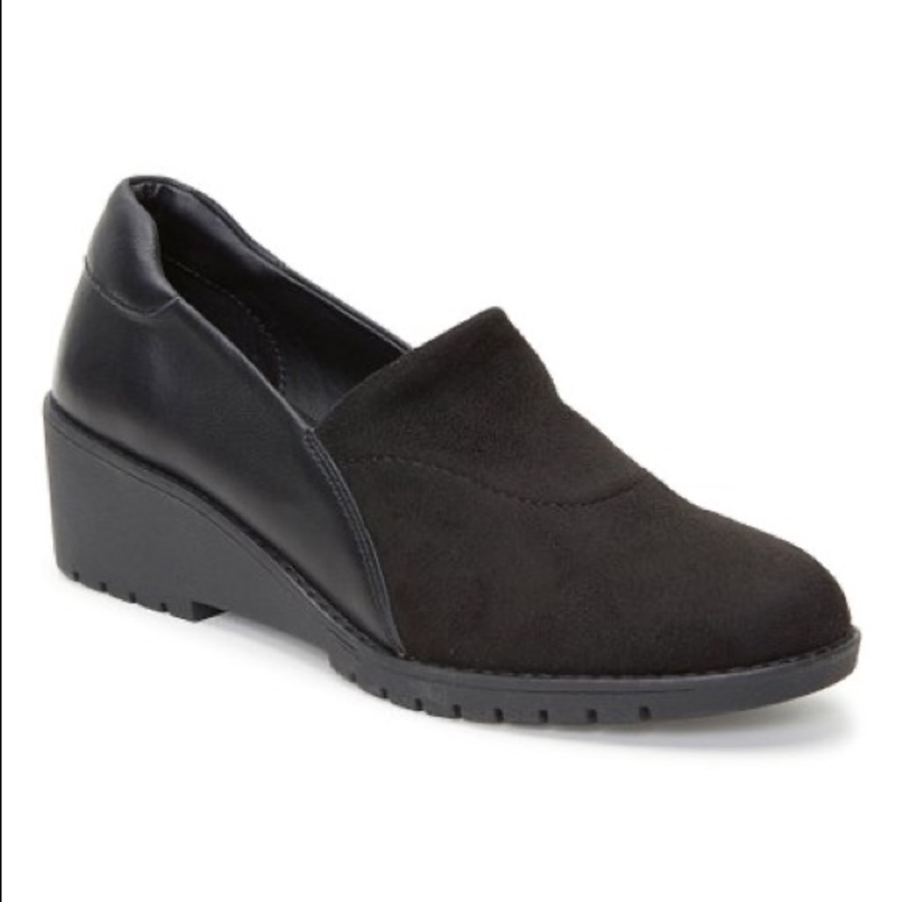 Adam tucker black leather loafer size 9.5